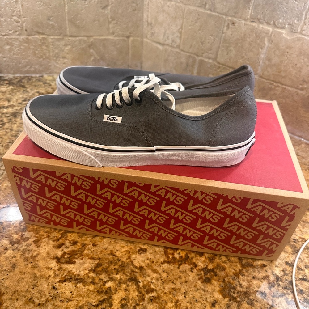 Vans Gray Canvas Sneakers with White Soles and Laces